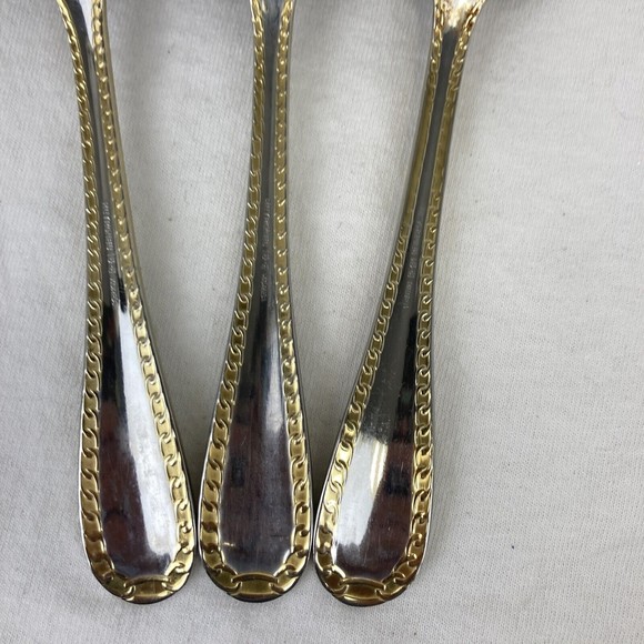 3 Retroneu GOLD ACCENT Chain 7” 18/8 Korea Stainless Dinner Spoon Great Quality - Picture 7 of 12